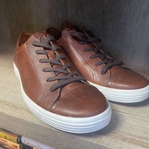 ECCO Soft 7 City Men Cognac Brown Leather Sneaker Size EU 45 US 11-11.5 $169